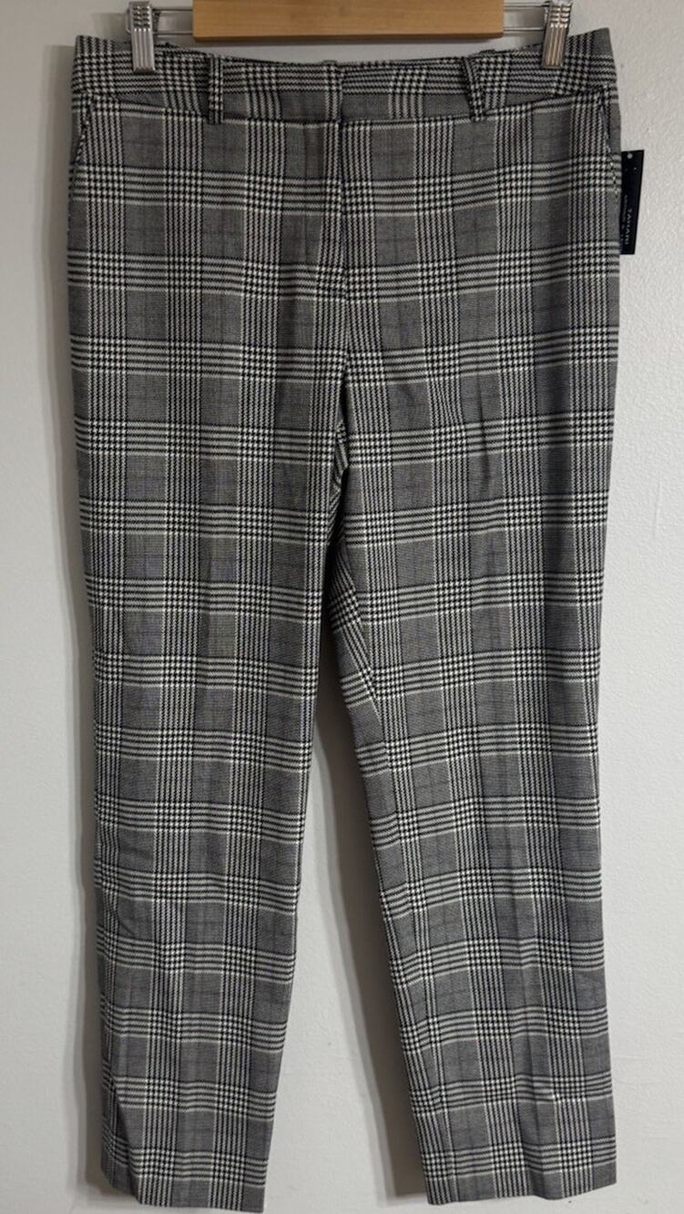 Tahari Arthur Levine Pants Women’s 8 Glen Plaid Trouser Ankle Classic Zip NEW